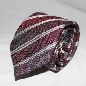Canali 1934 red and silver striped silk tie